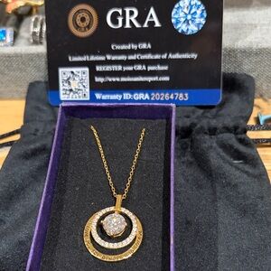 Moissanite 2k Diamond 18k gold over Sterling silver necklace.